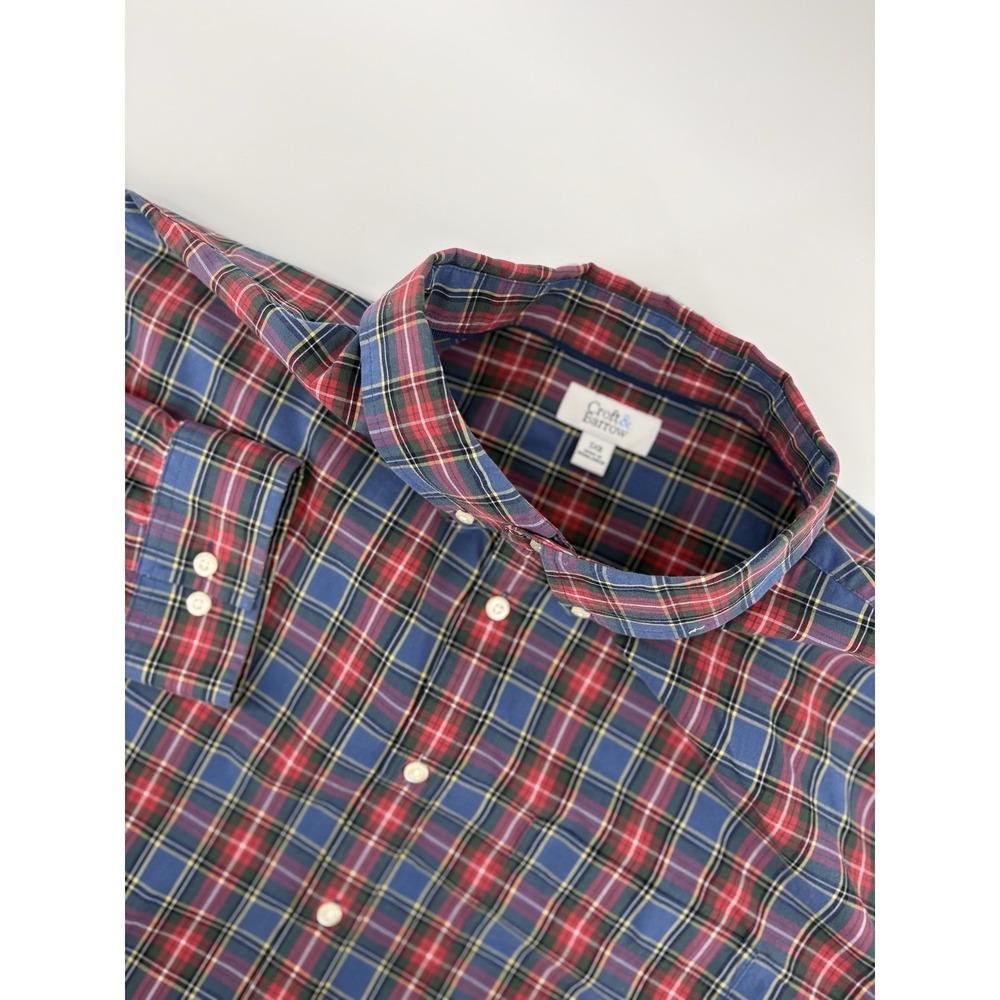 Croft & Barrow Shirt Mens Size 3XB Red Green Blue Plaid‎ Long Sleeve Button Down